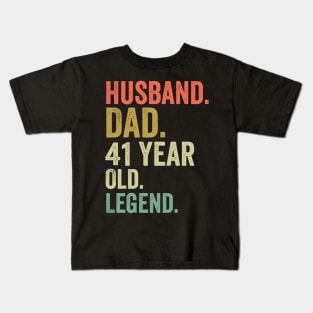 Retro Husband Dad 41 Year Old Legend Vintage 41th birthday Kids T-Shirt